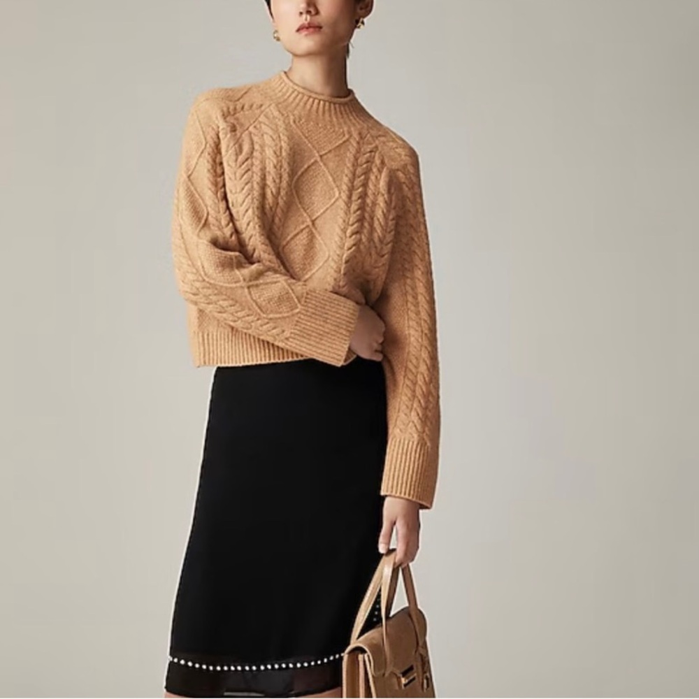 J. Crew Roll Neck Cable Knit Alpaca/Wool Sweater